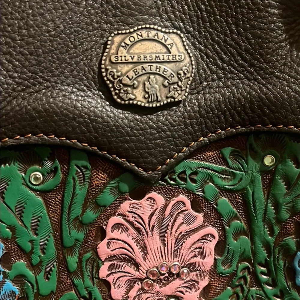 Montana Silversmiths Brown and Green Floral Shoulder Bag - Picture 4 of 9